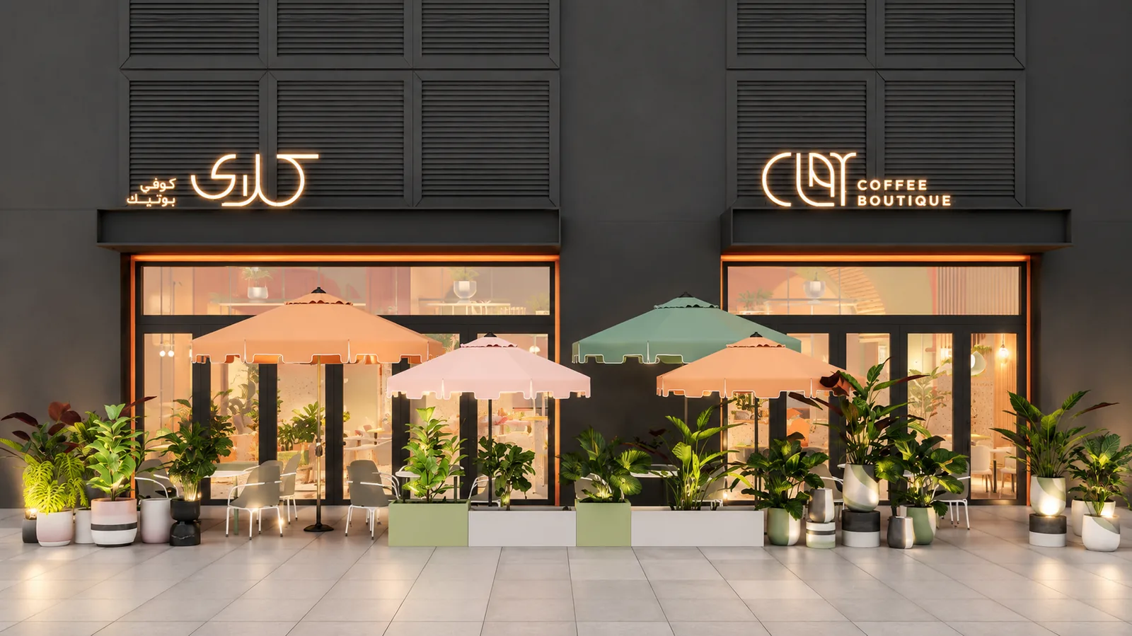 Clay Coffee Boutique lighting project installation 1