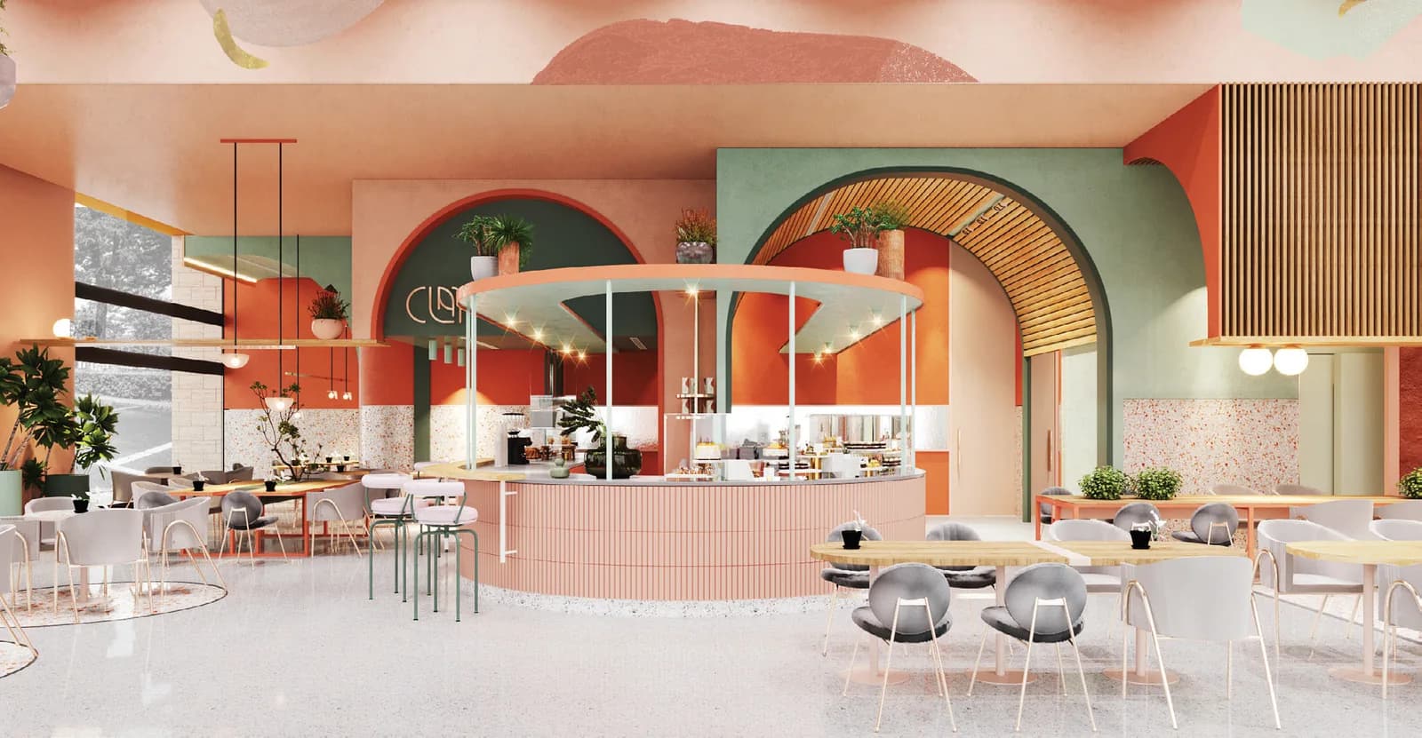 Clay Coffee Boutique lighting project installation 3