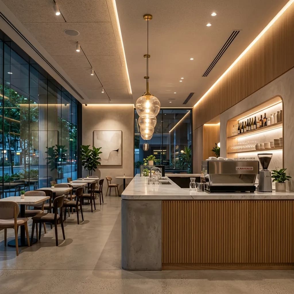 Urth Caffé lighting project installation 4