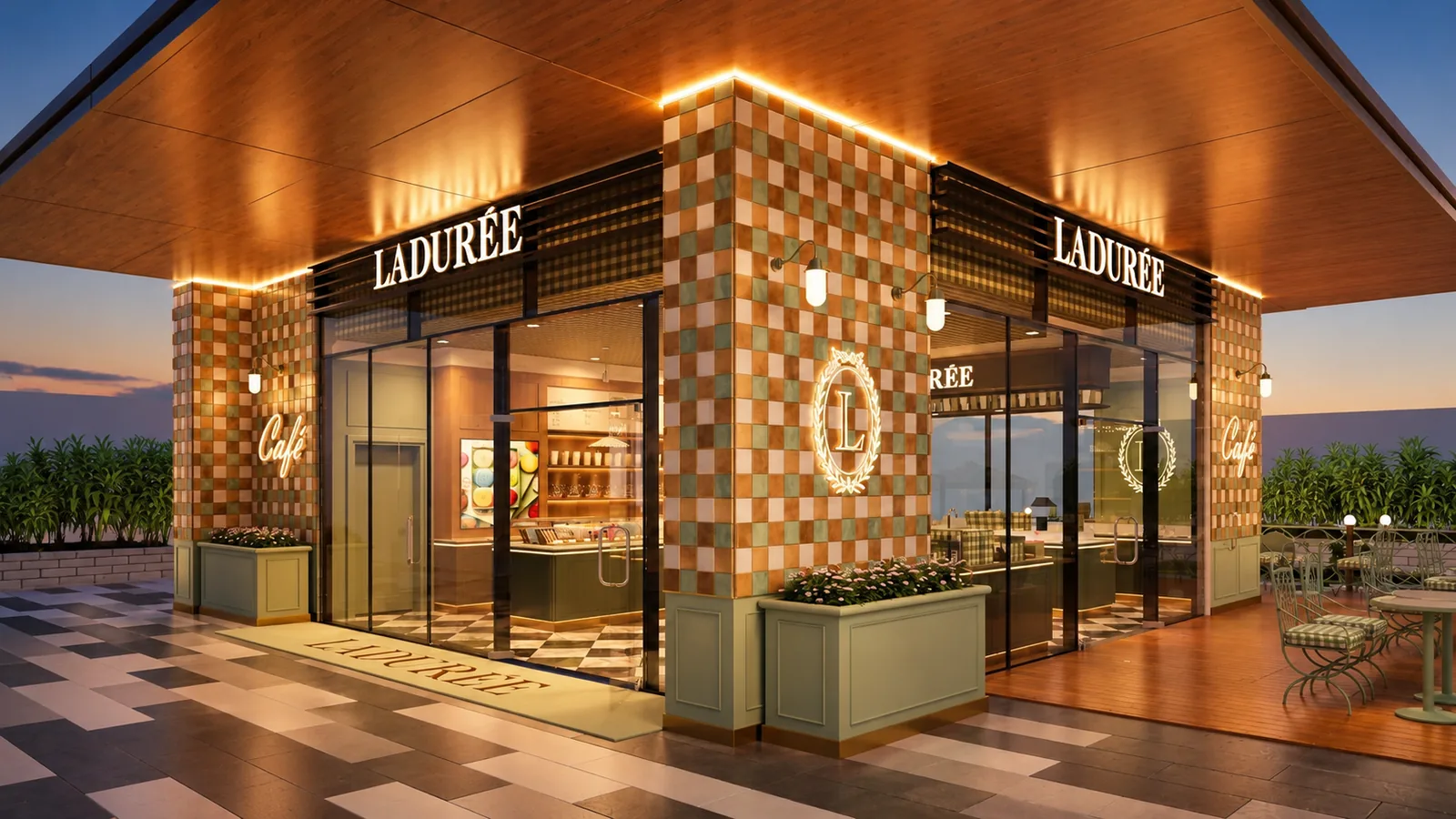 Ladurée lighting project installation 1