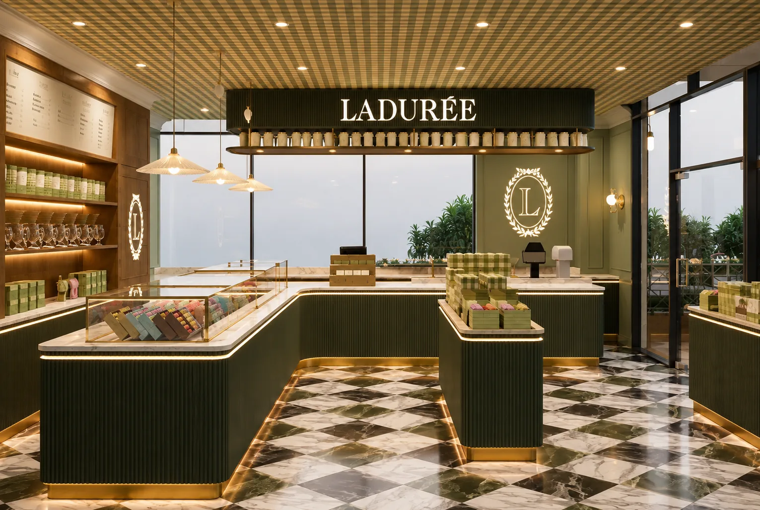 Ladurée lighting project installation 2